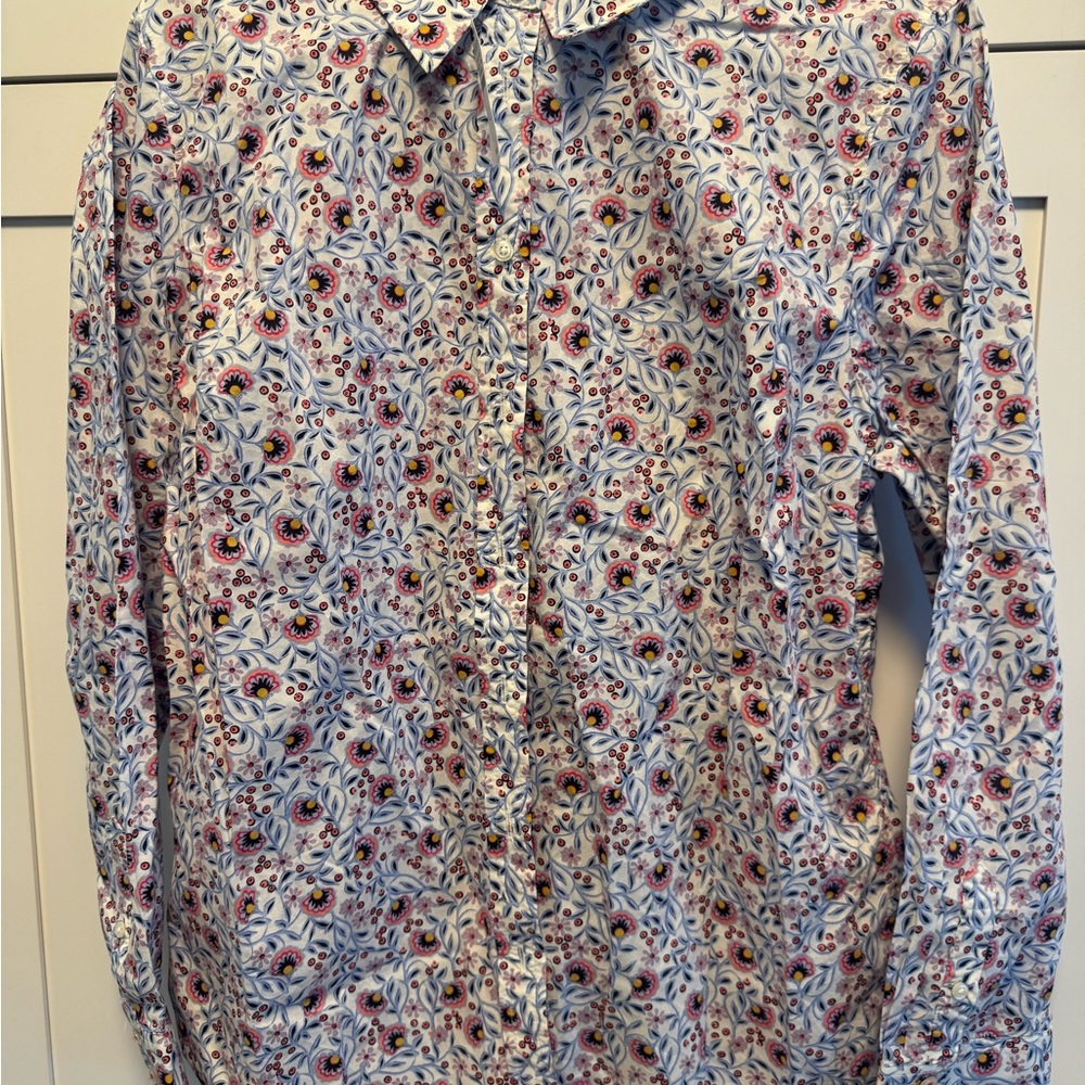 NWT Talbots Classic Cotton Shirt Viney Floral Long Sleeve Women's Size Large